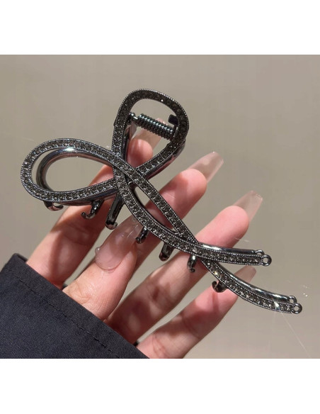Metalowa Klamra do włosów Lolita Accessories Grafitowa z cyrkoniami