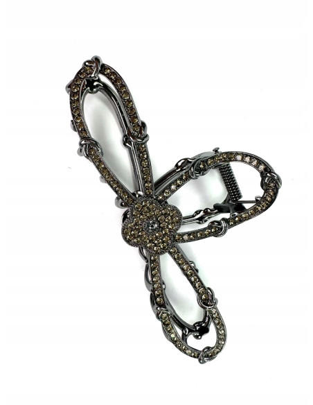 Metalowa Klamra do włosów Lolita Accessories Grafitowa z cyrkoniami