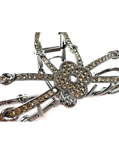 Metalowa Klamra do włosów Lolita Accessories Grafitowa z cyrkoniami