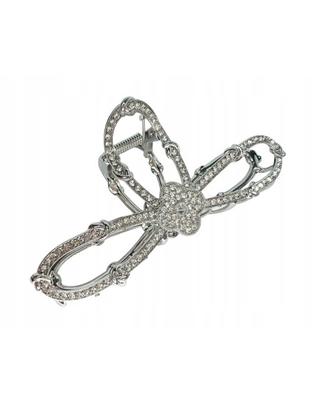 Metalowa Klamra do włosów Lolita Accessories srebrna z cyrkoniami