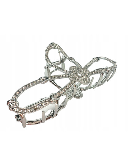 Metalowa Klamra do włosów Lolita Accessories srebrna z cyrkoniami