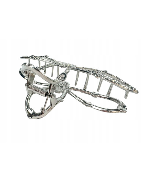 Metalowa Klamra do włosów Lolita Accessories srebrna z cyrkoniami