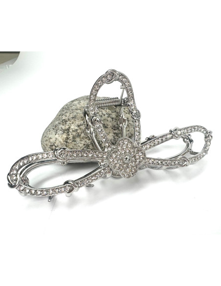 Metalowa Klamra do włosów Lolita Accessories srebrna z cyrkoniami