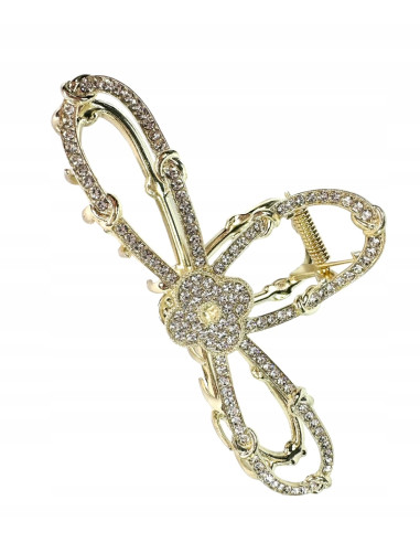 Klamra metalowa do włosów Lolita Accessories złota z cyrkoniami