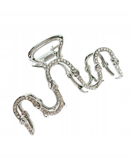 Metalowa Klamra do włosów Lolita Accessories srebrna z cyrkoniami