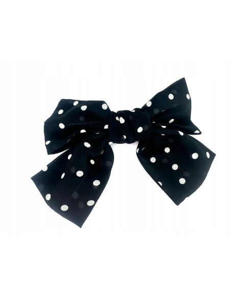 Klamra Francuska Kokardą Lolita Accessories Czarna w Kropki Kokarda