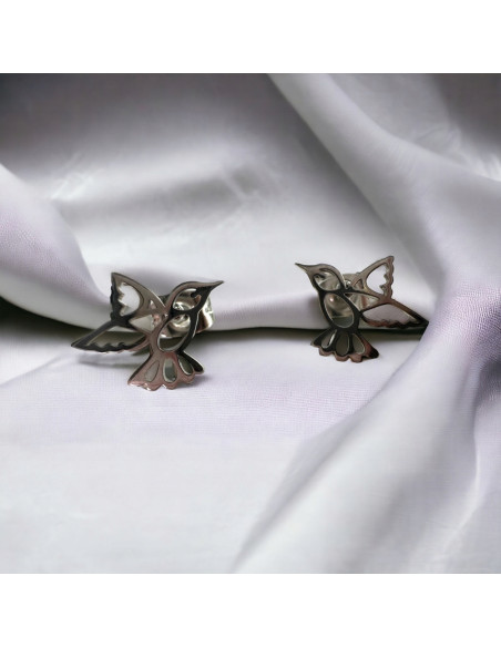 Kolczyki stal chirurgiczna Lolita Accessories srebrny Ptaszki Ptaszek Ptak