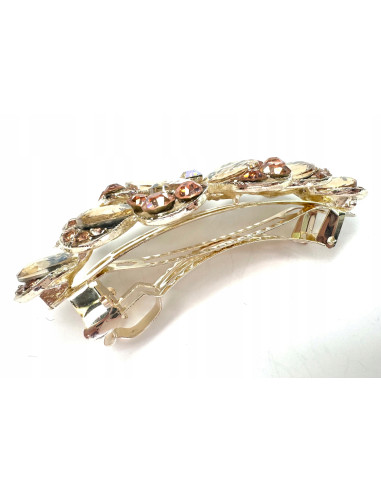 Klamra Francuska z kamieniami cyrkonie złota...