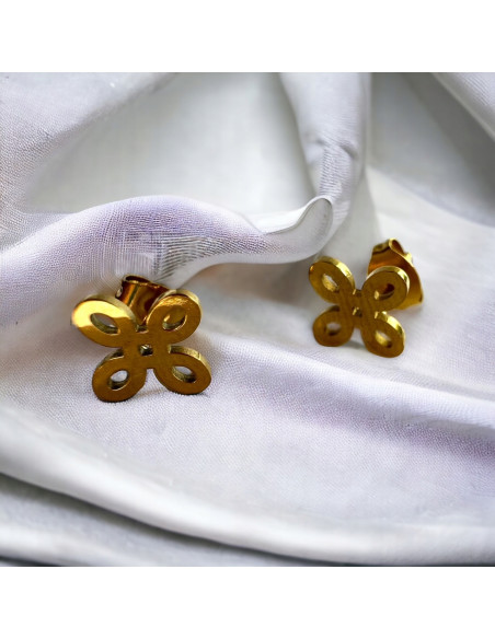 Kolczyki stal chirurgiczna Lolita Accessories złoty Kwiatek Ornament