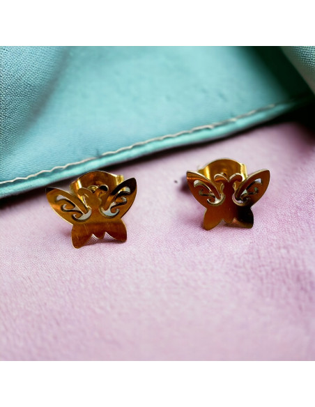 Kolczyki stal chirurgiczna Lolita Accessories złoty Motylek Motyl