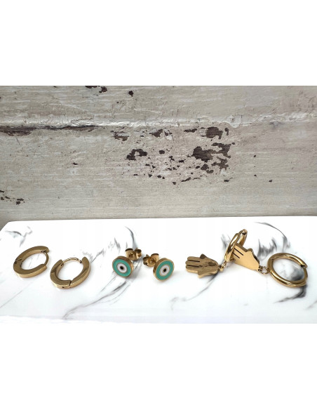 Kolczyki stal chirurgiczna Zestaw 3 komplety Hamsa Lolita Accessories