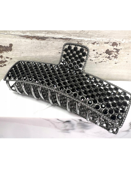 Klamra szczękowa z cyrkoniami srebrna Lolita Accessories Grafitowa