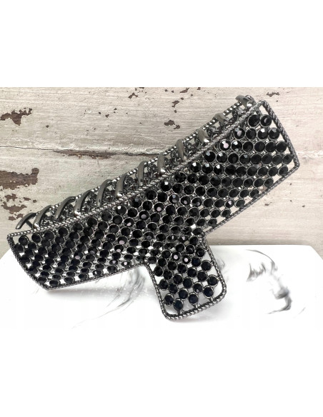 Klamra szczękowa z cyrkoniami srebrna Lolita Accessories Grafitowa