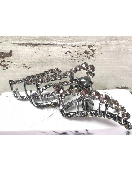 Klamra szczękowa z cyrkoniami srebrna Lolita Accessories Grafitowa