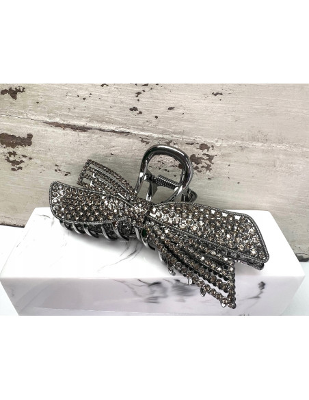 Klamra szczękowa z cyrkoniami srebrna Lolita Accessories Grafitowa