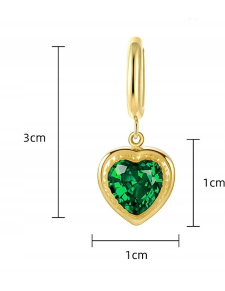 Kolczyki stal chirurgiczna Lolita Accessories złoty serce crystal