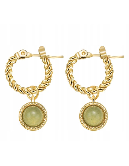 Kolczyki stal chirurgiczna Lolita Accessories złoty zielony oczko