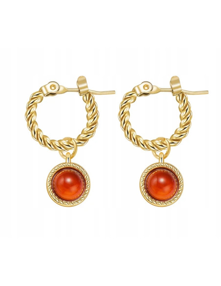 Kolczyki stal chirurgiczna Lolita Accessories złoty czerwone oczko