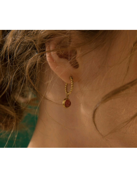 Kolczyki stal chirurgiczna Lolita Accessories złoty czerwone oczko