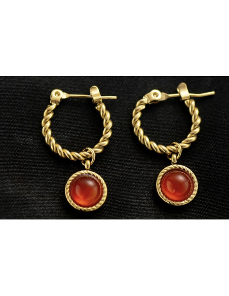 Kolczyki stal chirurgiczna Lolita Accessories złoty czerwone oczko