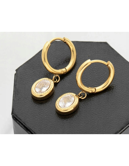 Kolczyki stal chirurgiczna Lolita Accessories złoty kryształowoe oczko