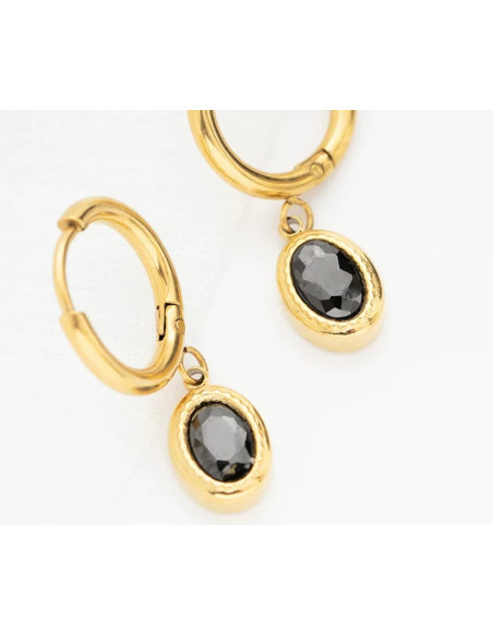 Kolczyki stal chirurgiczna Lolita Accessories złoty grafitowe oczko