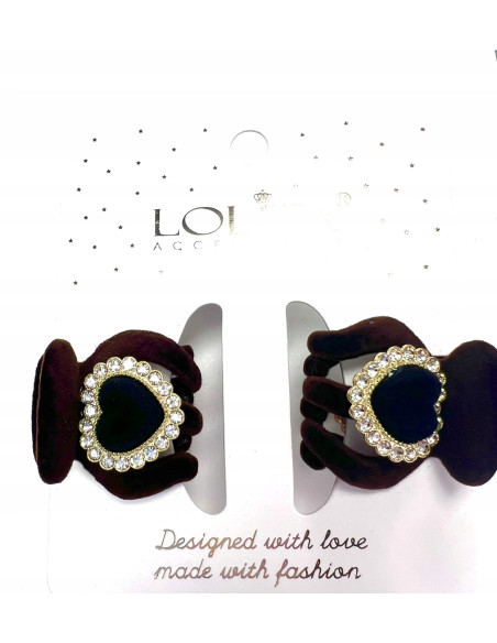 Klamra zestaw Glamur flok cyrkonie z SERCEM Zestaw 2 sztuki brązy