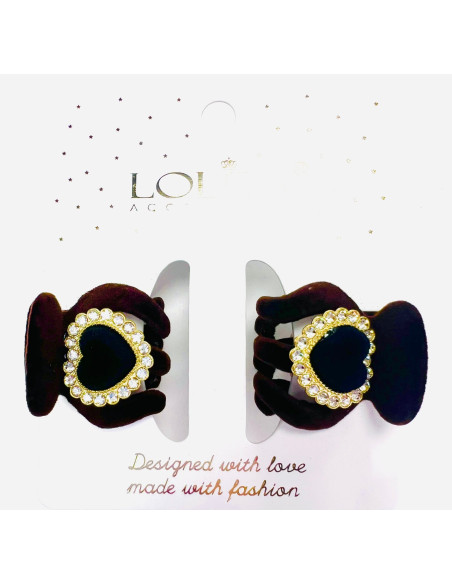 Klamra zestaw Glamur flok cyrkonie z SERCEM Zestaw 2 sztuki brązy