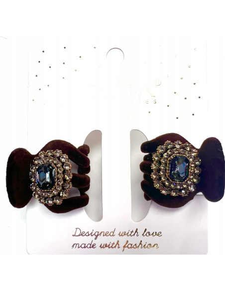 Klamra zestaw Glamur flok cyrkonie wieczorowa Zestaw 2 sztuki brązy