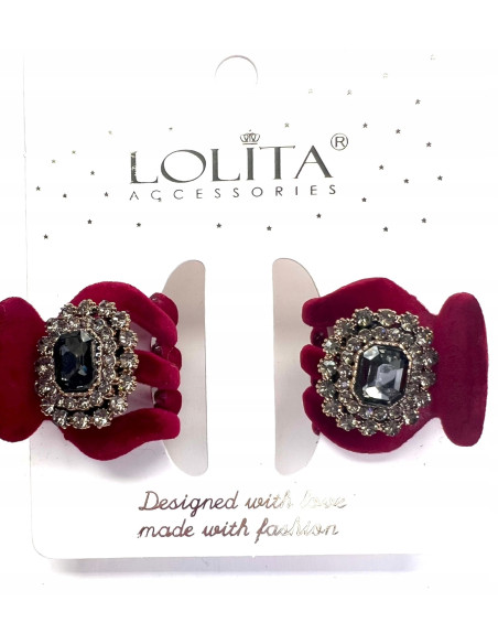 Klamra zestaw flok cyrkonie wieczorowa Zestaw 2 sztuki Lolita Accessories