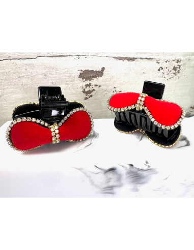 Zestaw klamerek CZERWONE KOKARDKI klamra Lolita...