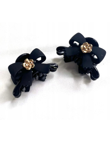 Klamra 2 sztuki czarna cyrkonie wieczorowa zdobna Lolita Accessories