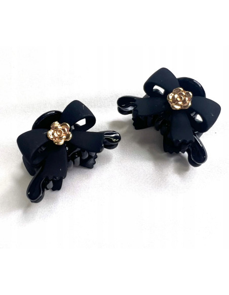 Klamra 2 sztuki czarna cyrkonie wieczorowa zdobna Lolita Accessories