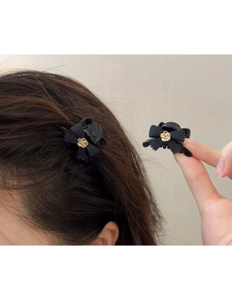 Klamra 2 sztuki czarna cyrkonie wieczorowa zdobna Lolita Accessories