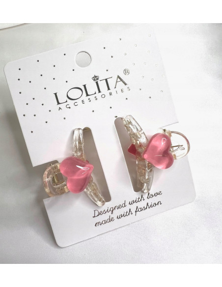 Zestaw 2 SZTUKI KLAMERKA Serduszka Serduszko klamra Lolita Accessories XS