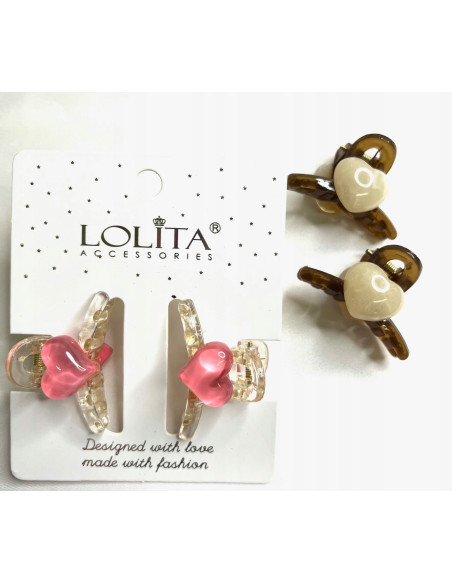 Zestaw klamerek 4 SZTUKI Z SERDUSZKIEM klamra Lolita Accessories