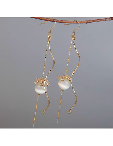 Kolczyk DŁUGIE ŚWIDERKI Z KULECZKAMI Lolita AKCESORIA srebrny sztyft 925