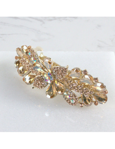 Klamra francuska kwiatek kryształki i cyrkonia...