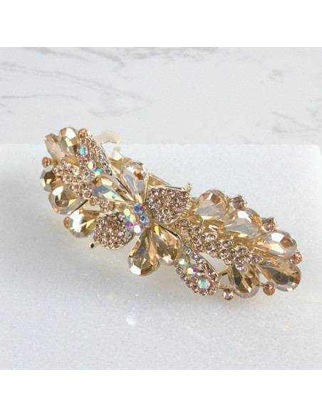 Klamra francuska kwiatek kryształki i cyrkonia Lolita Akcesoria