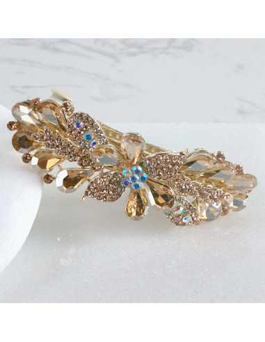 Klamra francuska kwiatek kryształki i cyrkonia...