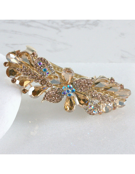 Klamra francuska kwiatek kryształki i cyrkonia Lolita Akcesoria