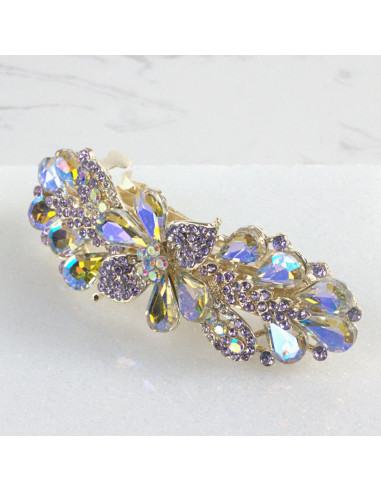 Klamra francuska kwiatek kryształki i cyrkonia...