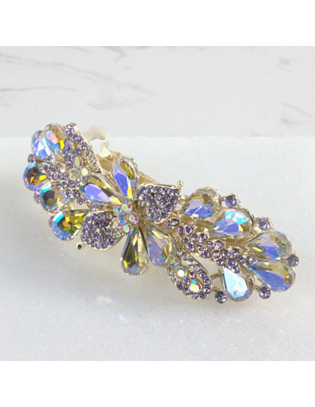 Klamra francuska kwiatek kryształki i cyrkonia Lolita Akcesoria