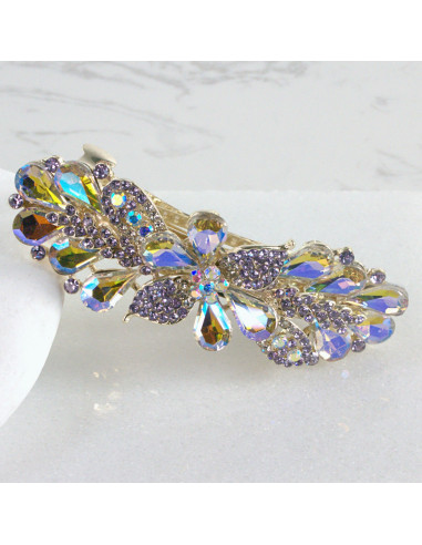 Klamra francuska kwiatek kryształki i cyrkonia...