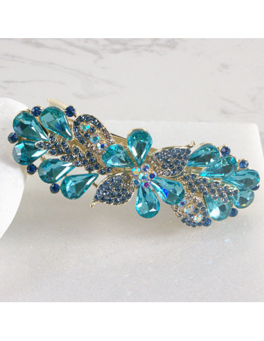 Klamra francuska kwiatek kryształki i cyrkonia...