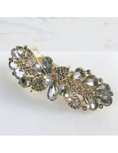 Klamra francuska kwiatek kryształki i cyrkonia...