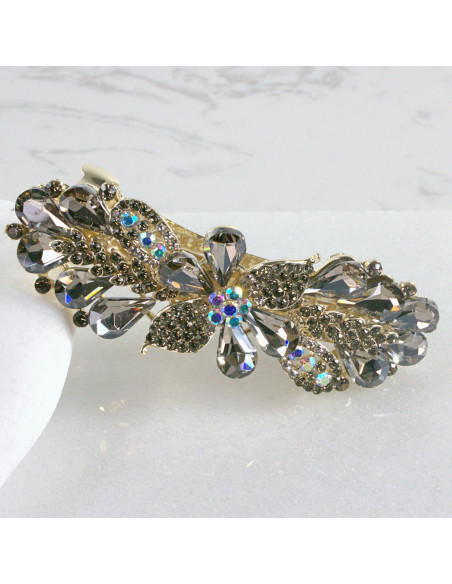Klamra francuska kwiatek kryształki i cyrkonia Lolita Akcesoria