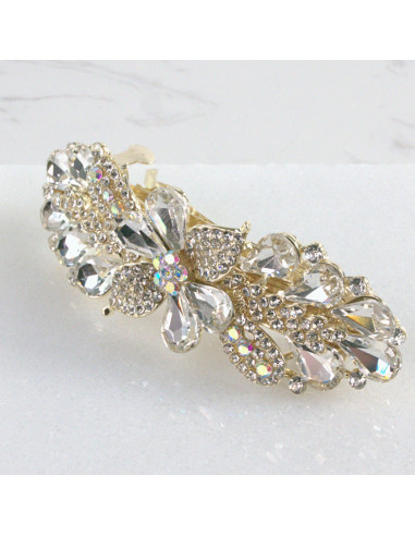 Klamra francuska kwiatek kryształki i cyrkonia...
