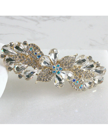 Klamra francuska kwiatek kryształki i cyrkonia...