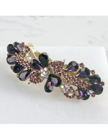 Klamra francuska kwiatek kryształki i cyrkonia...